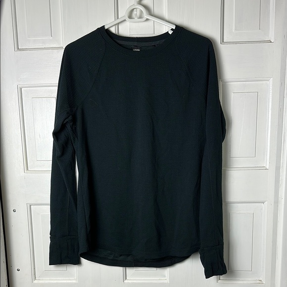 Prana Black Long Sleeve Men's Tee Medium Waffle Knit - Picture 1 of 9